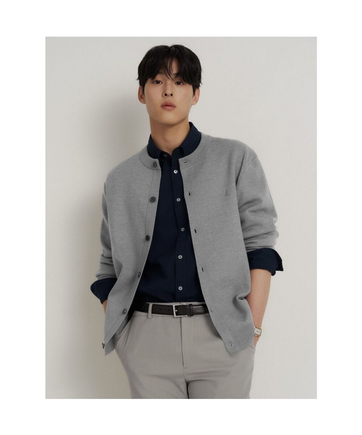 빈폴 멘(BEANPOLE MEN) 베럴비 라운드 카디건  그레이
