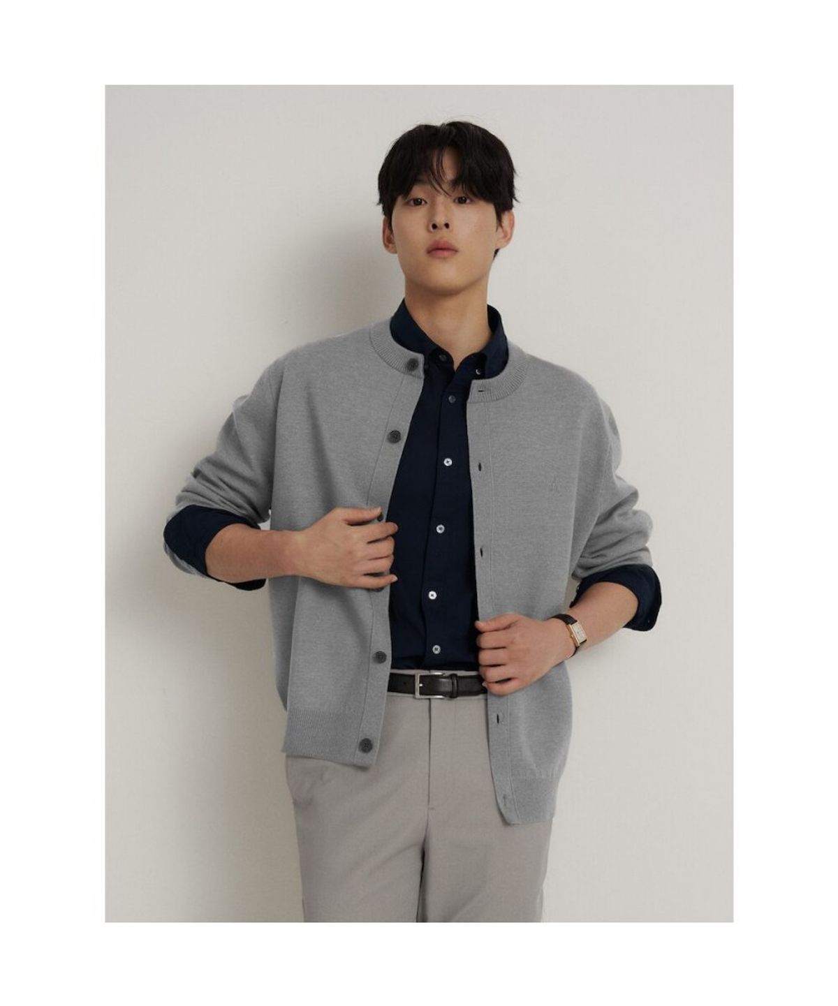 빈폴 멘(BEANPOLE MEN) 베럴비 라운드 카디건  그레이