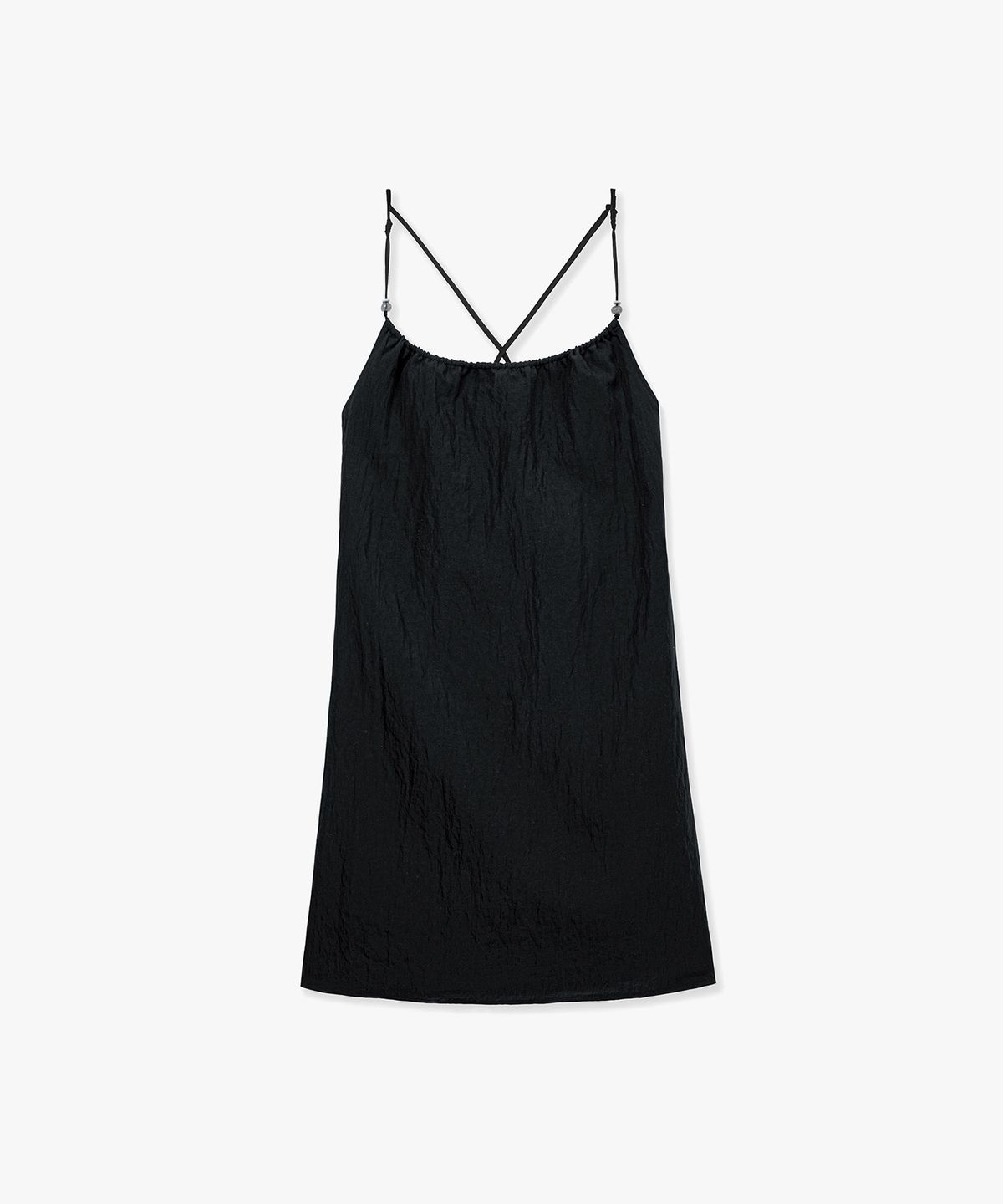 몽돌(MONGDOL) 스트링 슬리브리스 미니 원피스 블랙 MDOP055BLACK