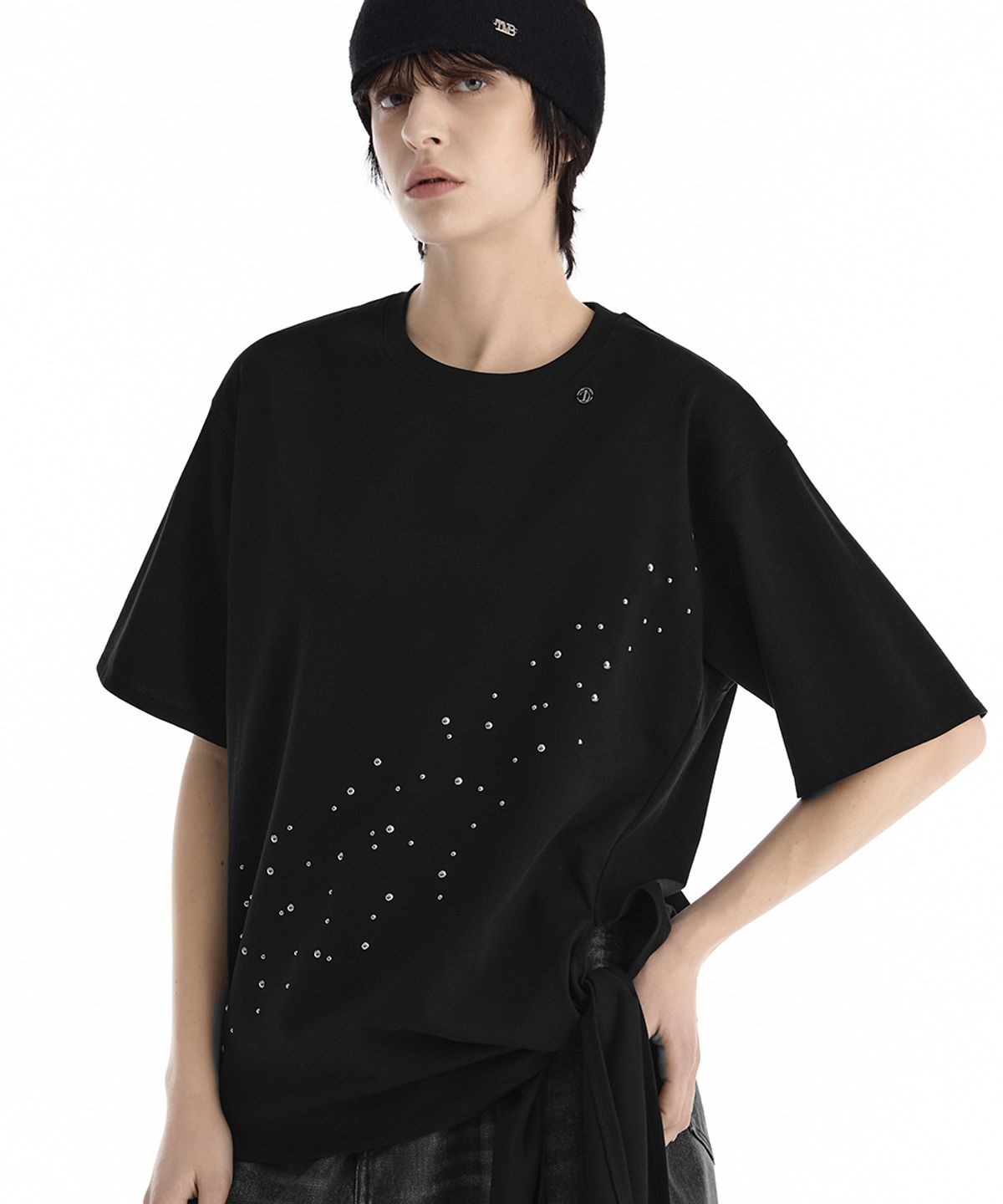 트리밍버드(TREEMINGBIRD) Diagonal Spark T-Shirt [ Black ]