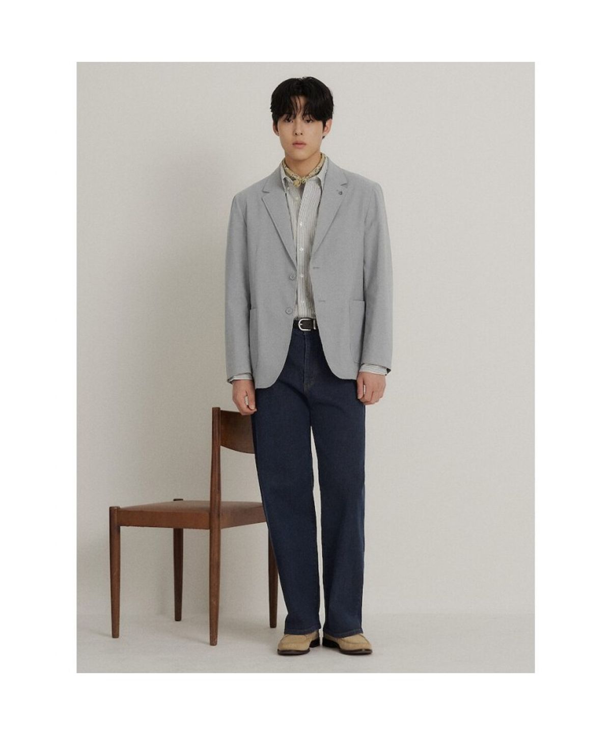 빈폴 멘(BEANPOLE MEN) 텍스처 셋업 재킷  그레이