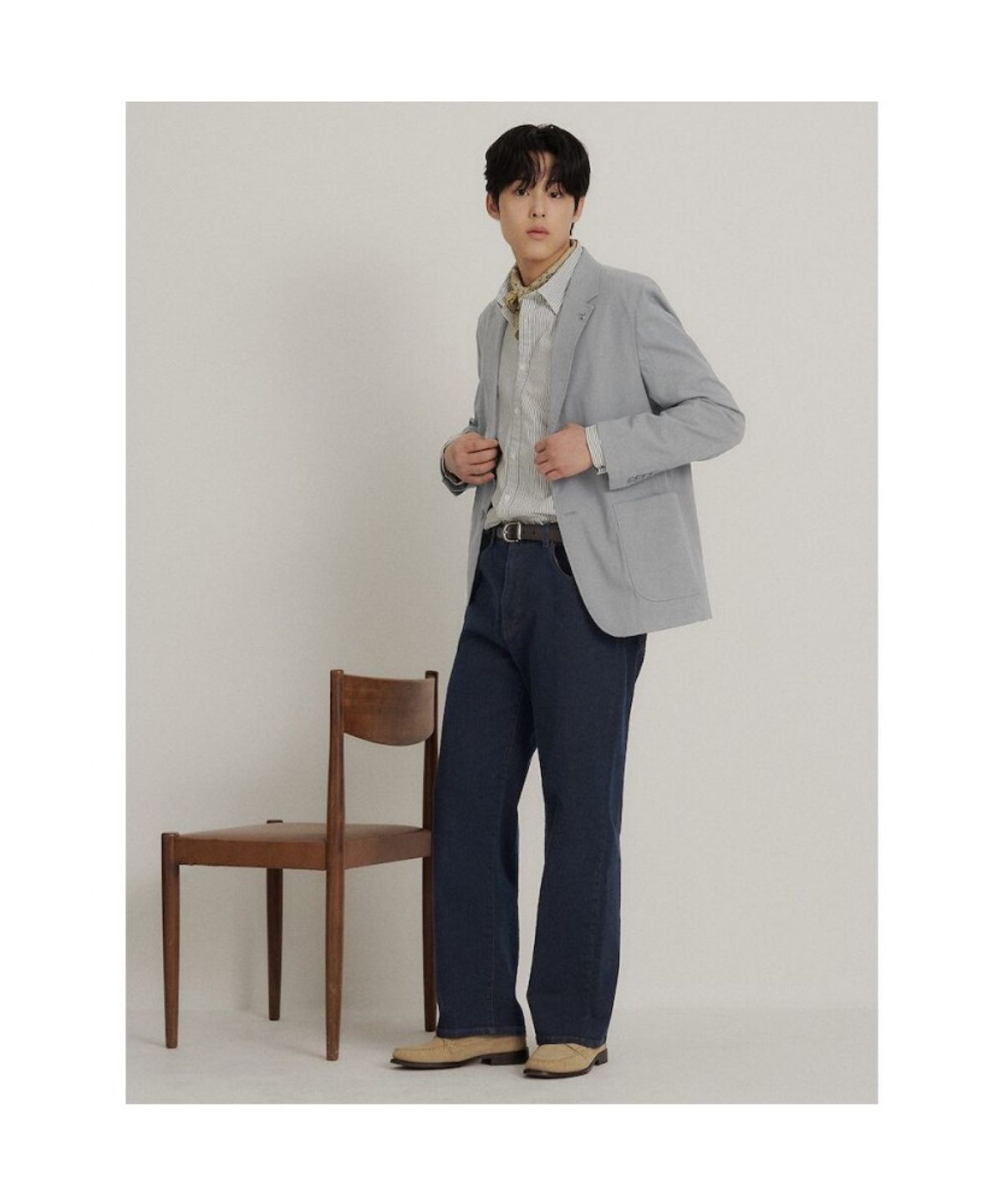 빈폴 멘(BEANPOLE MEN) 텍스처 셋업 재킷  그레이