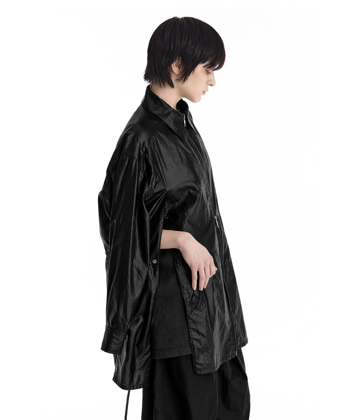 트리밍버드(TREEMINGBIRD) Nylon Cape Blazer [ Black ]