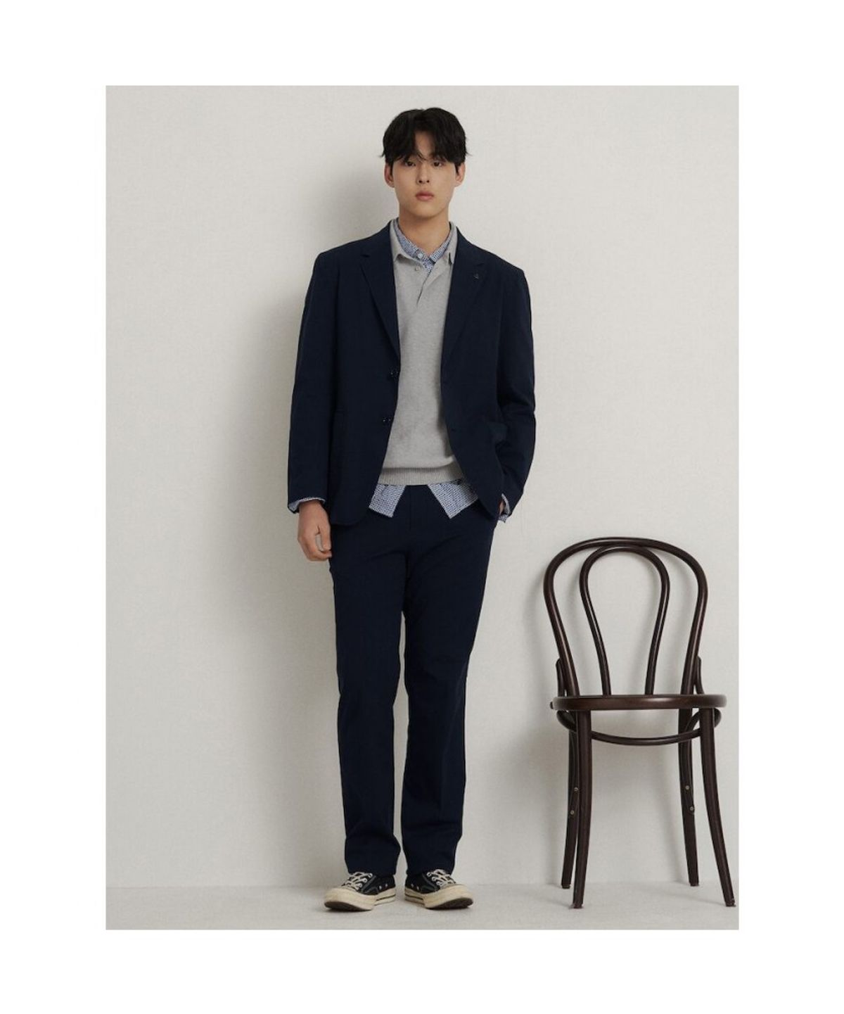 빈폴 멘(BEANPOLE MEN) 텍스처 셋업 재킷  네이비