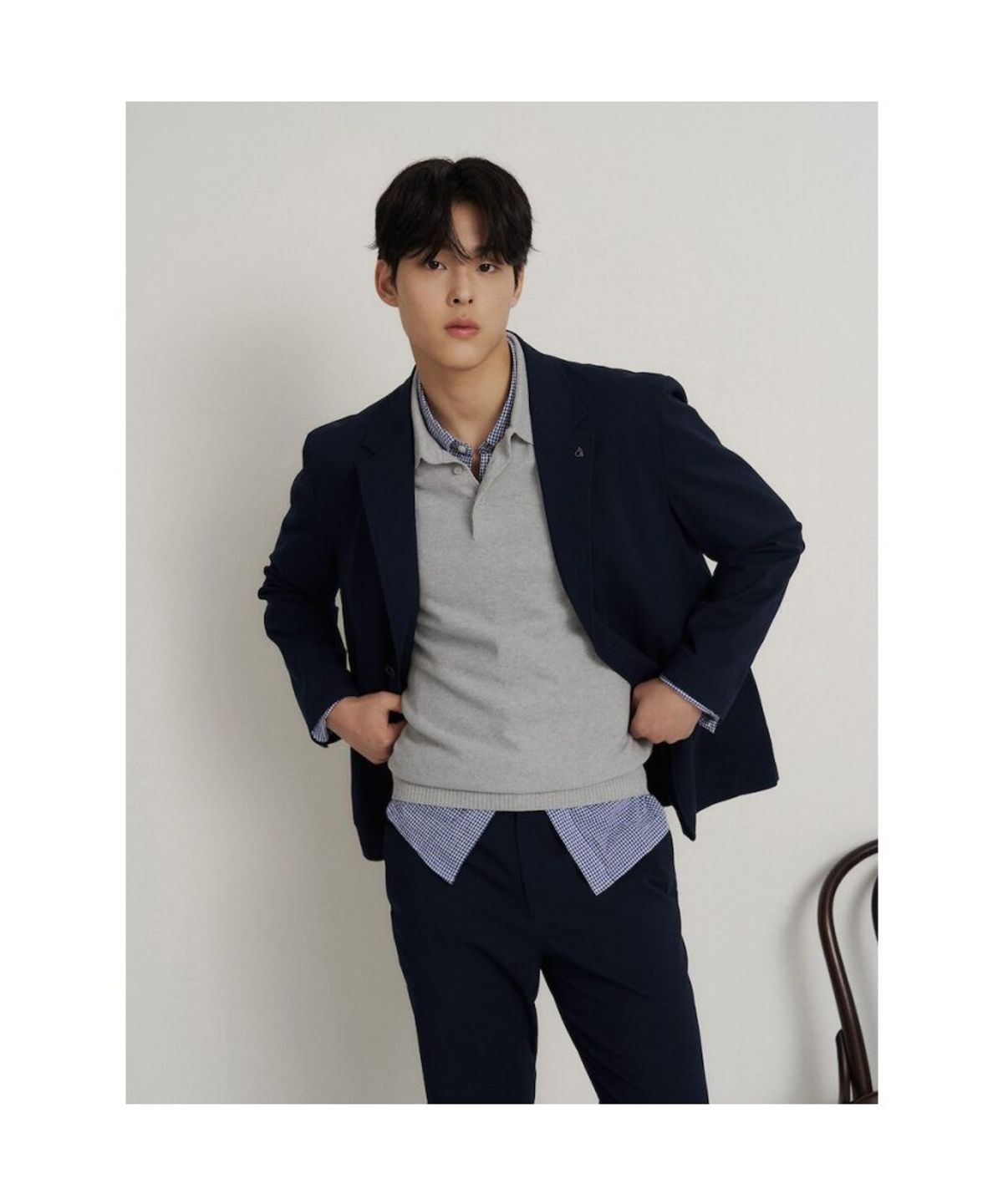 빈폴 멘(BEANPOLE MEN) 텍스처 셋업 재킷  네이비