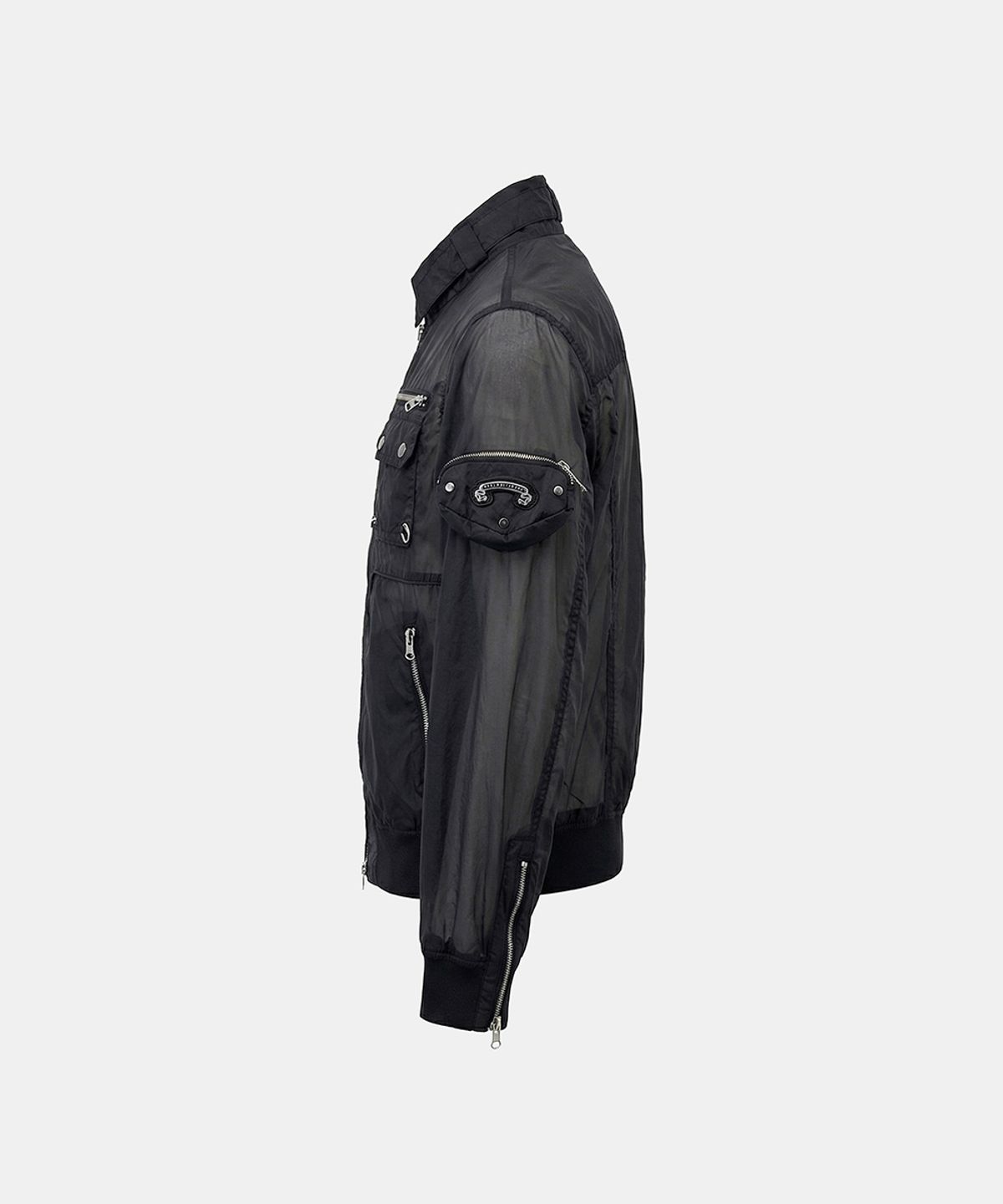 배드블러드(BADBLOOD) Daytona High-Neck Lightweight Nylon Bomber Jacket - Black