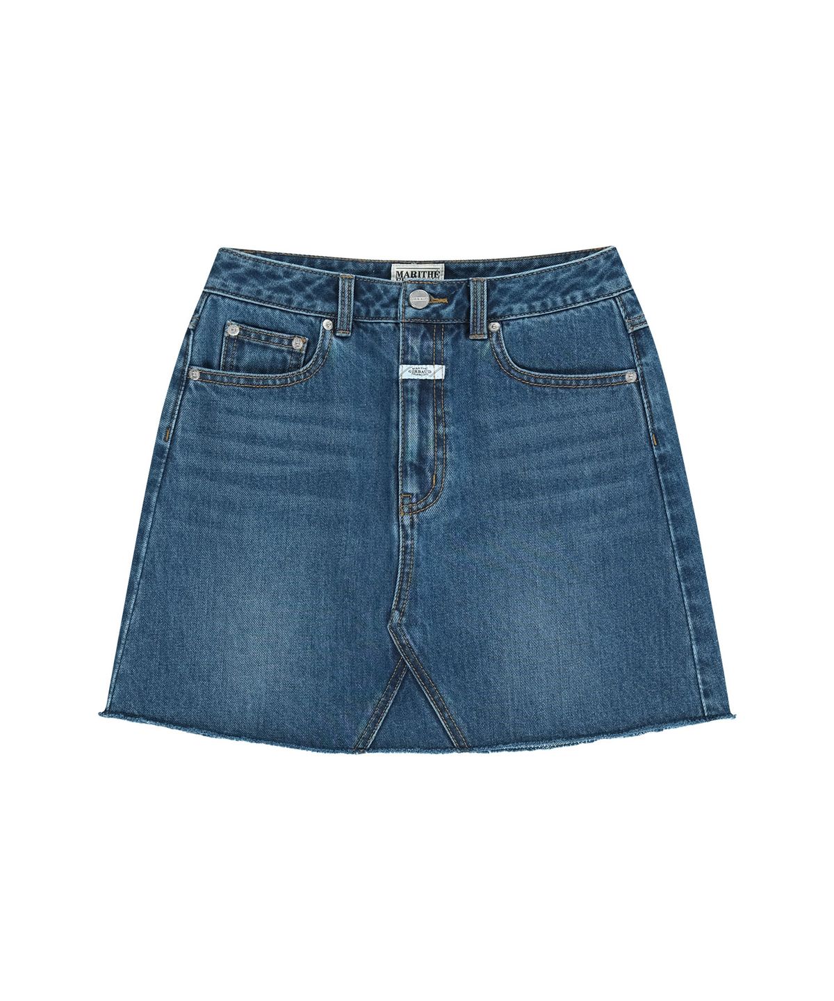 마리떼 프랑소와 저버(MARITHÉ + FRANҪOIS GIRBAUD) W RAW EDGE DENIM MINI SKIRT blue