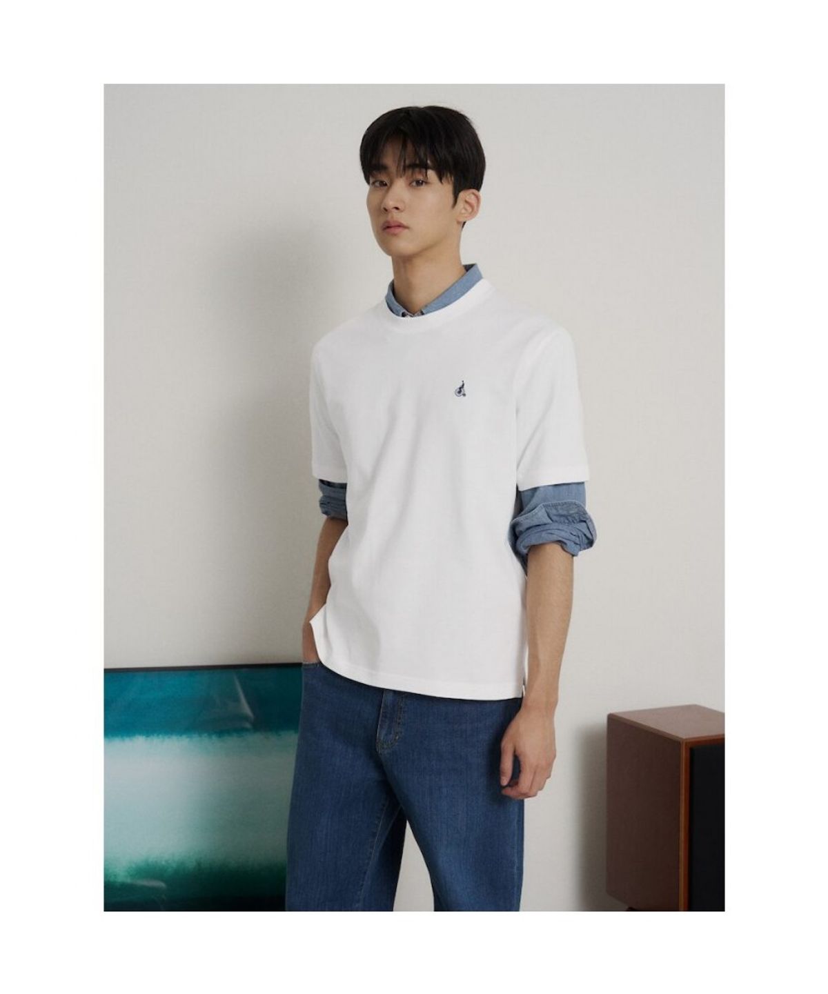 빈폴 멘(BEANPOLE MEN) [Essential] 라운드 반소매 티셔츠  화이트
