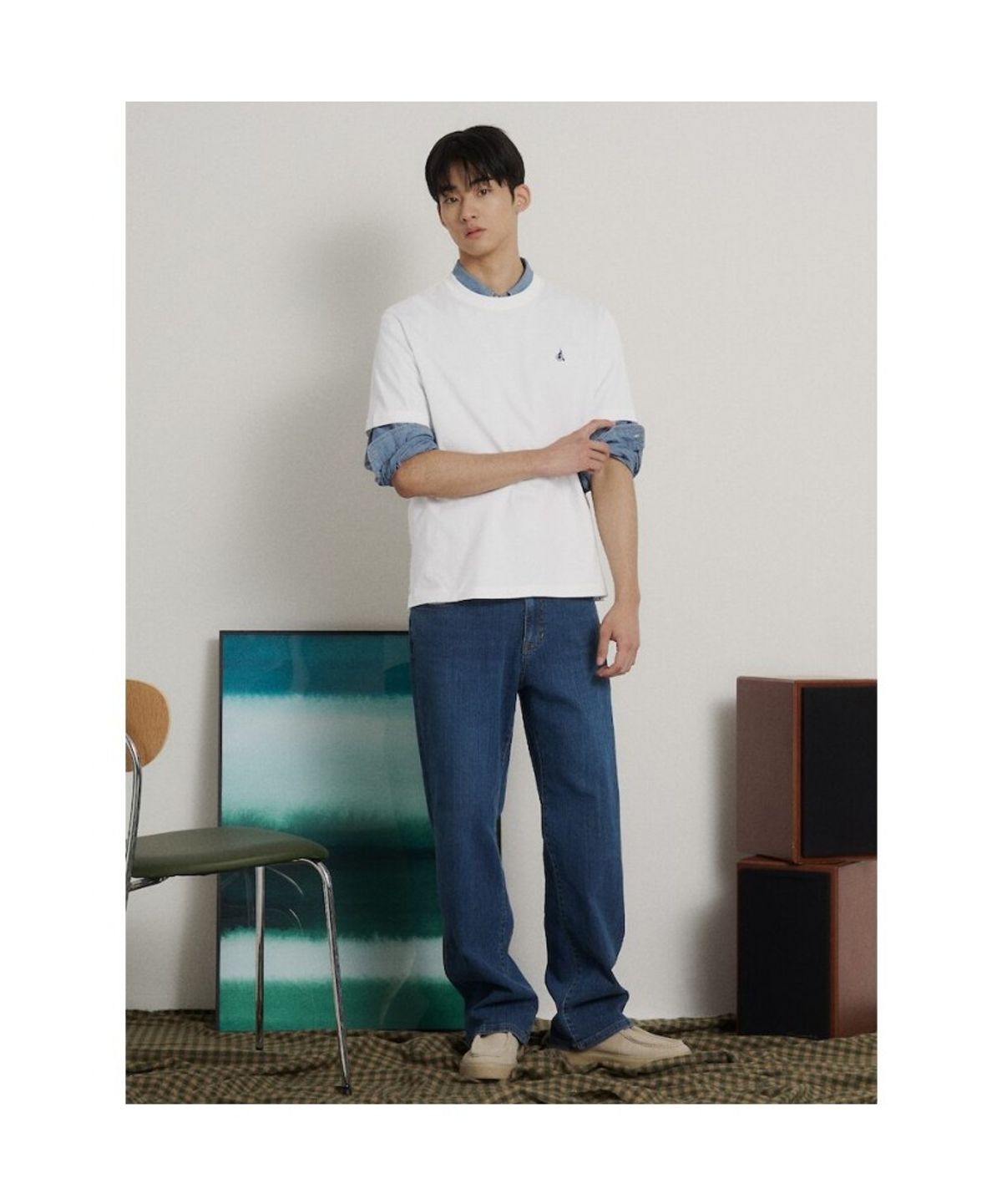 빈폴 멘(BEANPOLE MEN) [Essential] 라운드 반소매 티셔츠  화이트