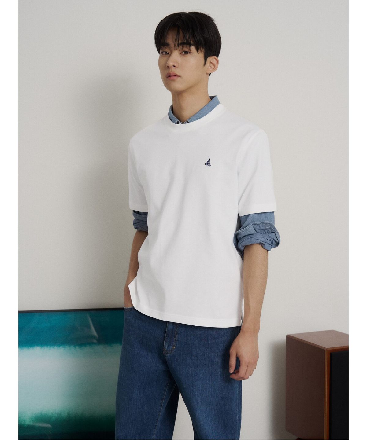 빈폴 멘(BEANPOLE MEN) [Essential] 라운드 반소매 티셔츠  화이트