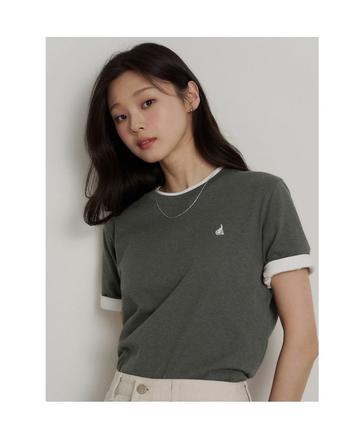 빈폴 멘(BEANPOLE MEN) [Essential] 라운드 반소매 티셔츠  카키