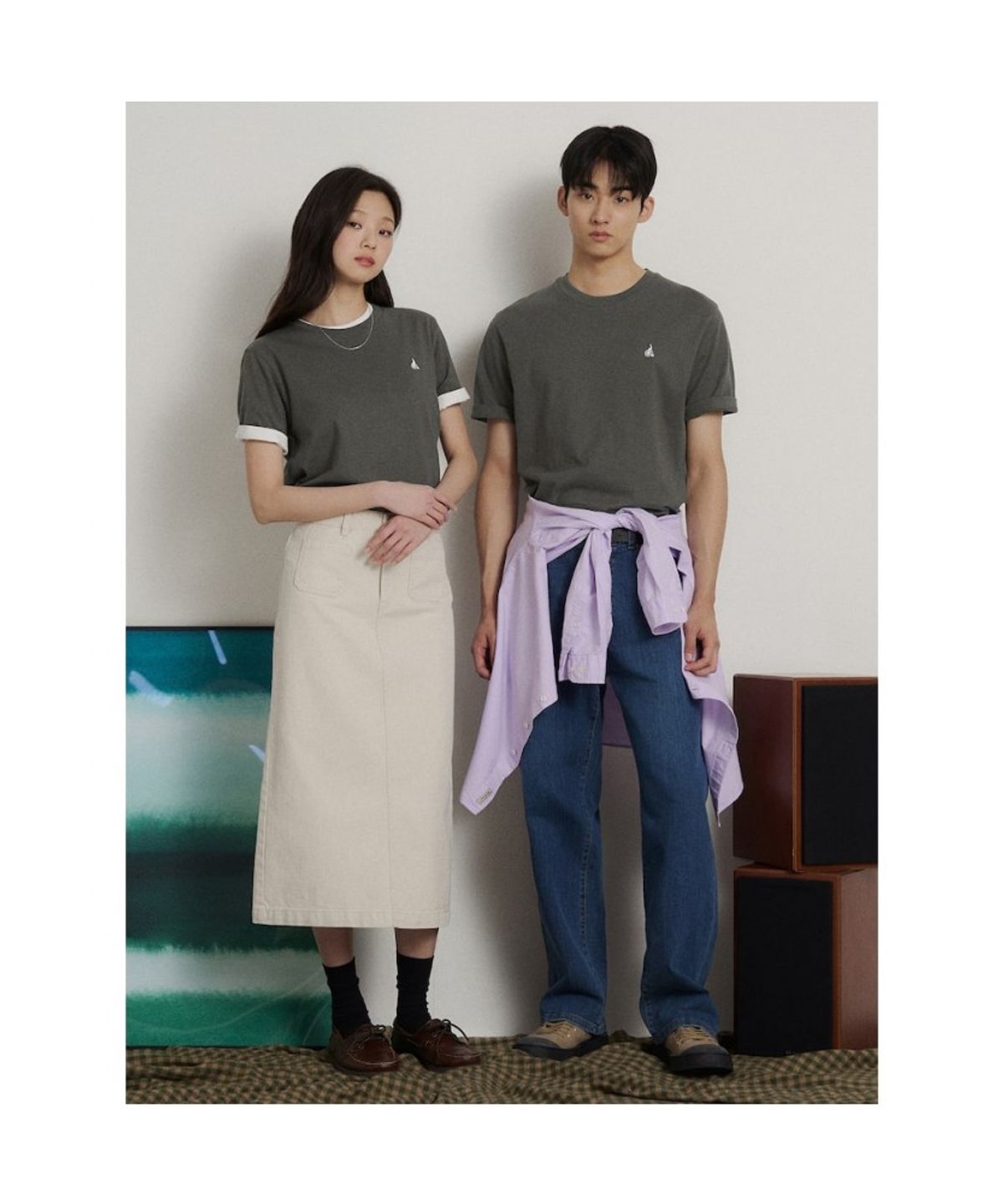 빈폴 멘(BEANPOLE MEN) [Essential] 라운드 반소매 티셔츠  카키