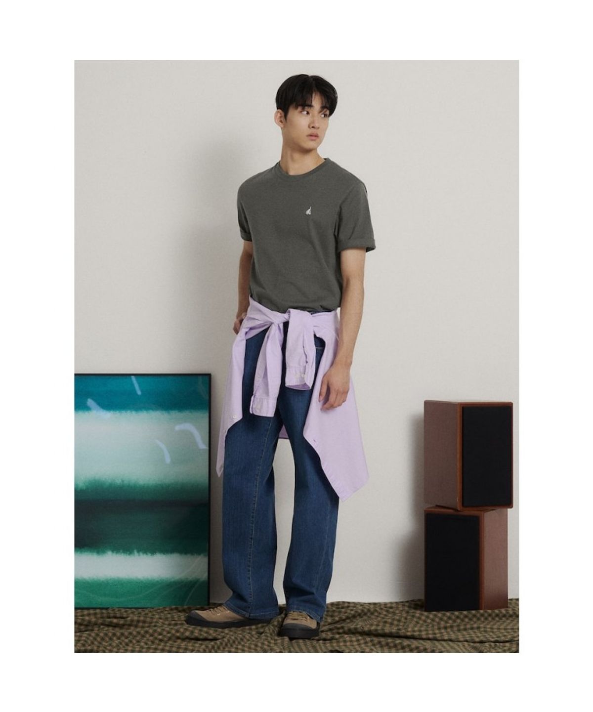 빈폴 멘(BEANPOLE MEN) [Essential] 라운드 반소매 티셔츠  카키