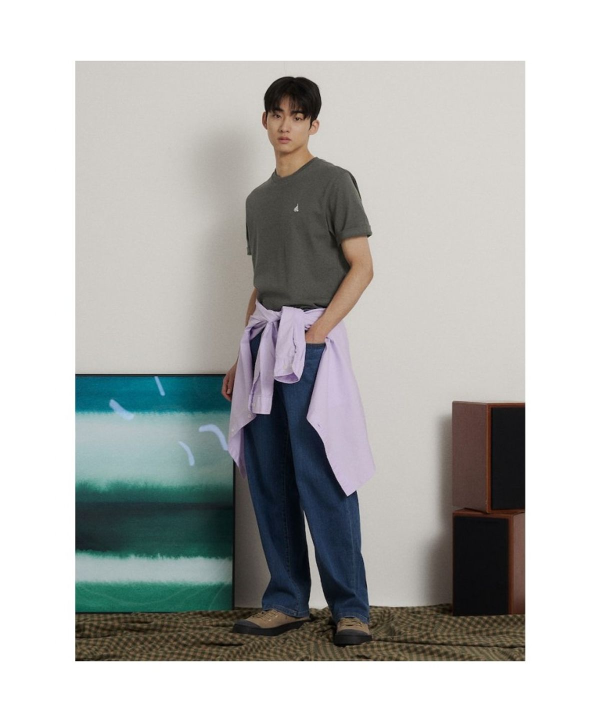 빈폴 멘(BEANPOLE MEN) [Essential] 라운드 반소매 티셔츠  카키