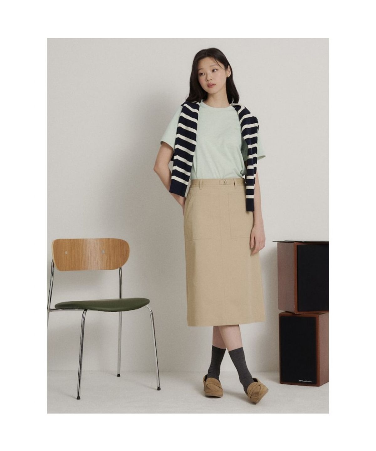 빈폴 멘(BEANPOLE MEN) [Essential] 라운드 반소매 티셔츠  올리브
