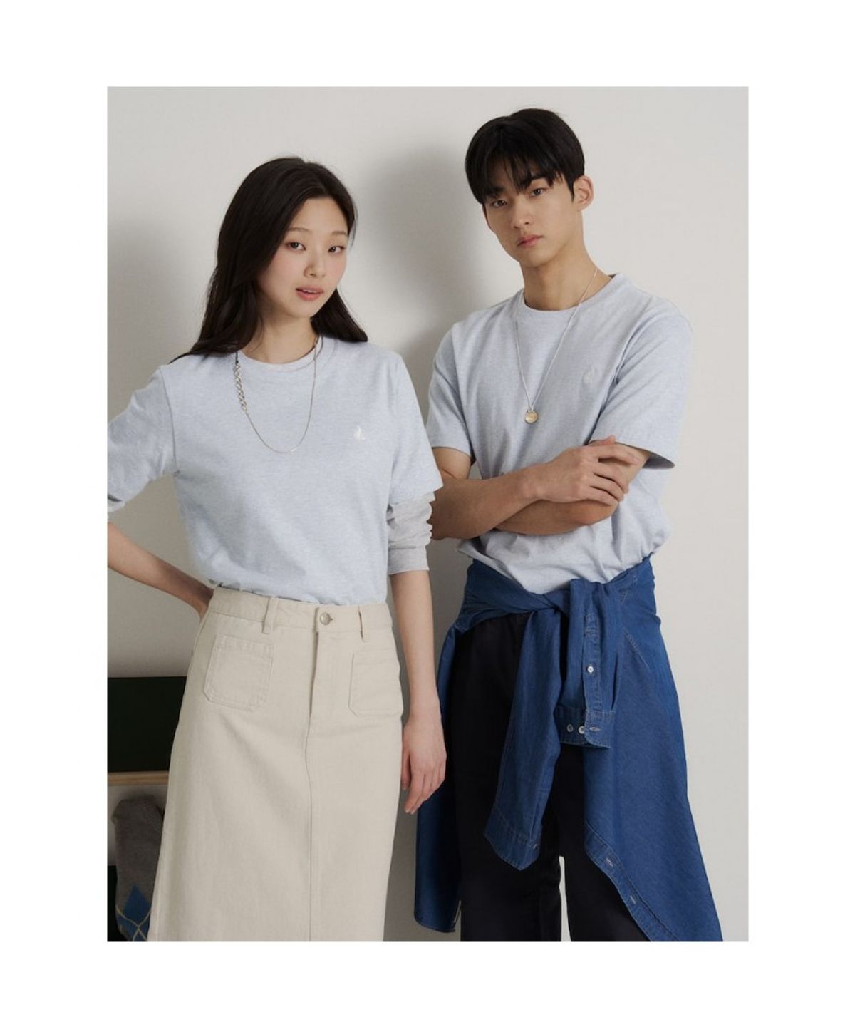 빈폴 멘(BEANPOLE MEN) [Essential] 라운드 반소매 티셔츠  스카이 블루