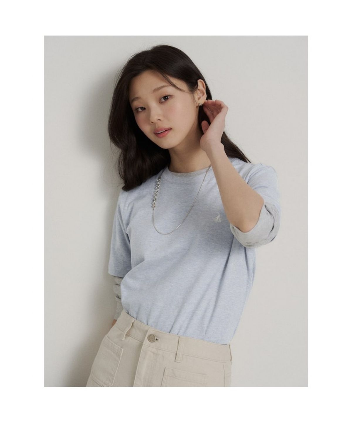 빈폴 멘(BEANPOLE MEN) [Essential] 라운드 반소매 티셔츠  스카이 블루