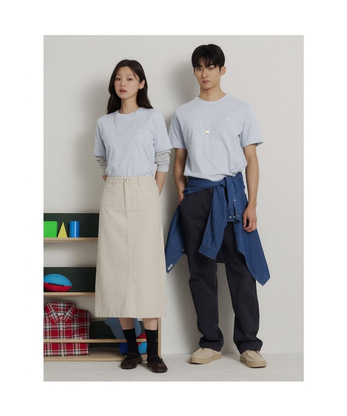 빈폴 멘(BEANPOLE MEN) [Essential] 라운드 반소매 티셔츠  스카이 블루