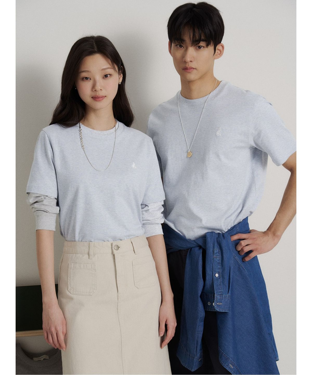 빈폴 멘(BEANPOLE MEN) [Essential] 라운드 반소매 티셔츠  스카이 블루