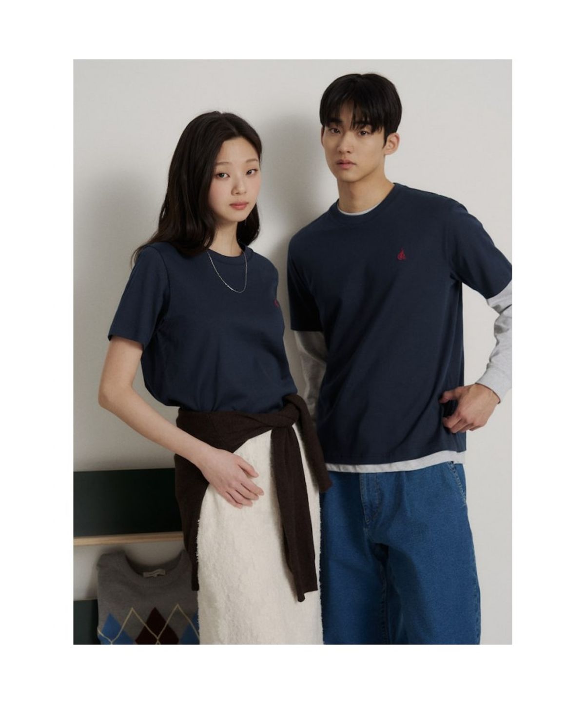 빈폴 멘(BEANPOLE MEN) [Essential] 라운드 반소매 티셔츠  네이비