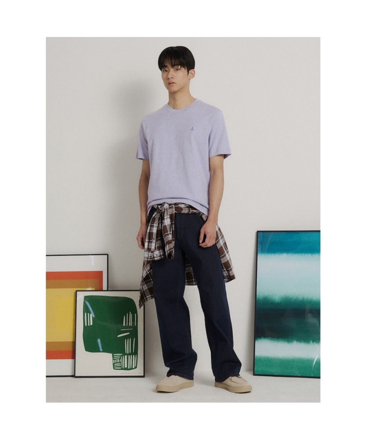 빈폴 멘(BEANPOLE MEN) [Essential] 라운드 반소매 티셔츠  퍼플