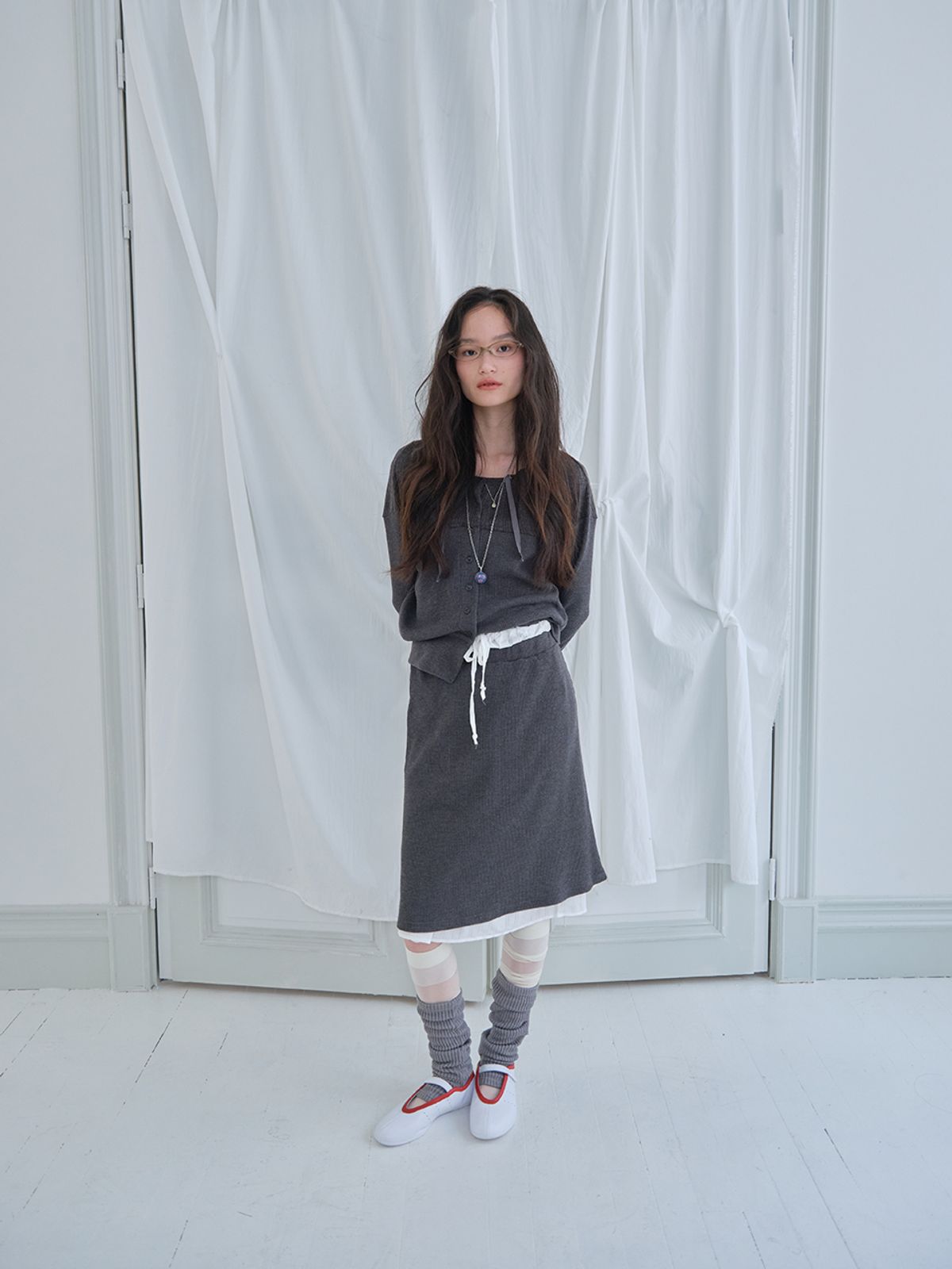무음(MUWM) 더블 레이어 스커트 Double Layer Skirts (Charcoal)