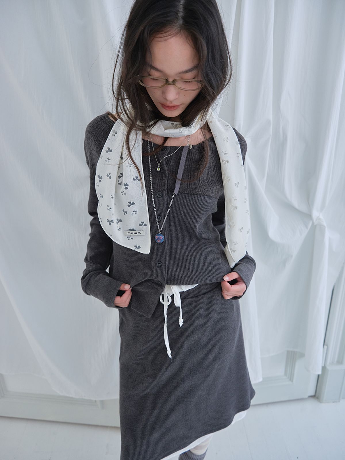 무음(MUWM) 더블 레이어 스커트 Double Layer Skirts (Charcoal)