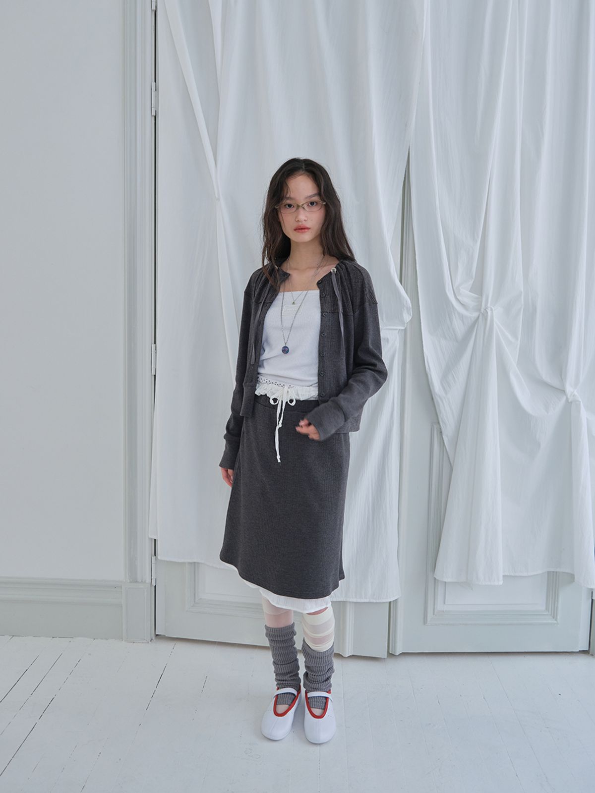 무음(MUWM) 더블 레이어 스커트 Double Layer Skirts (Charcoal)