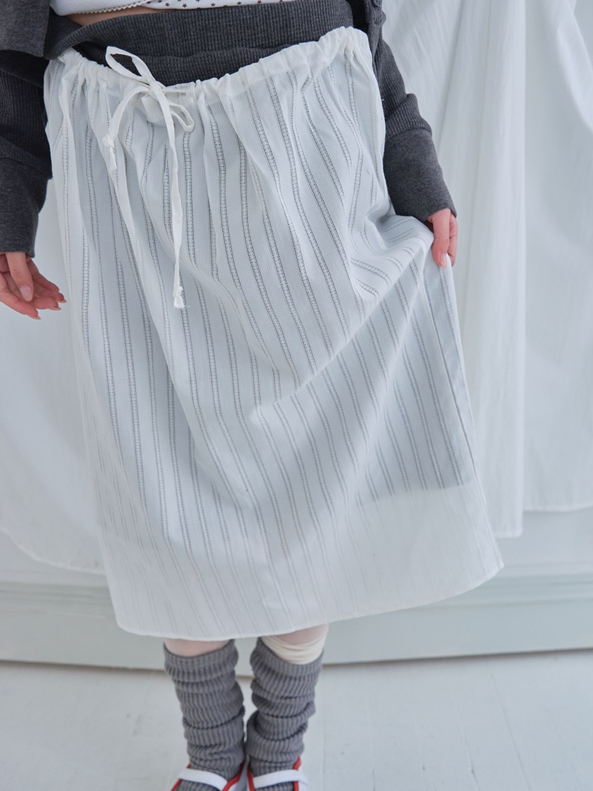 무음(MUWM) 더블 레이어 스커트 Double Layer Skirts (Charcoal)