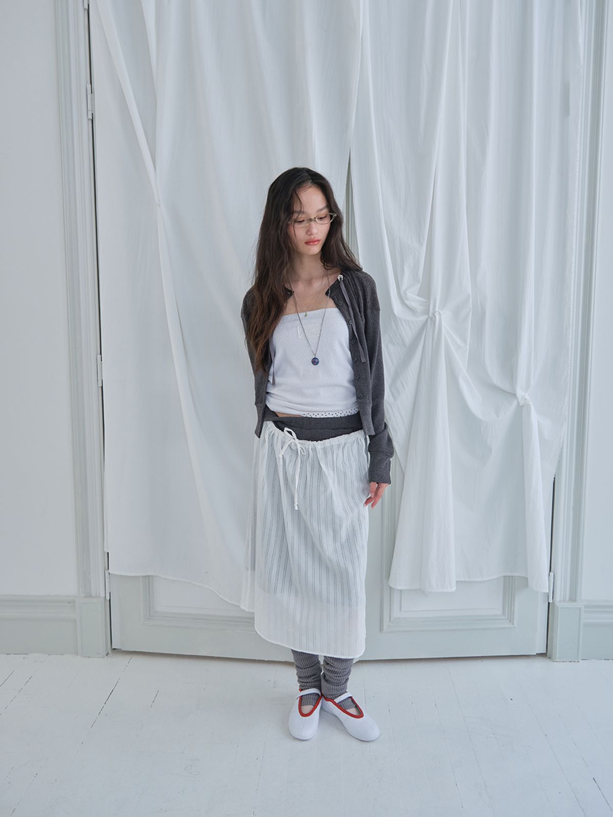 무음(MUWM) 더블 레이어 스커트 Double Layer Skirts (Charcoal)
