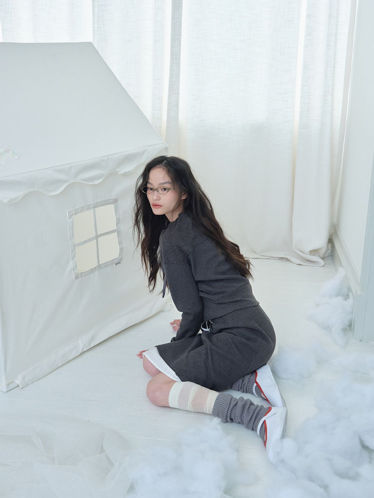 무음(MUWM) 더블 레이어 스커트 Double Layer Skirts (Charcoal)