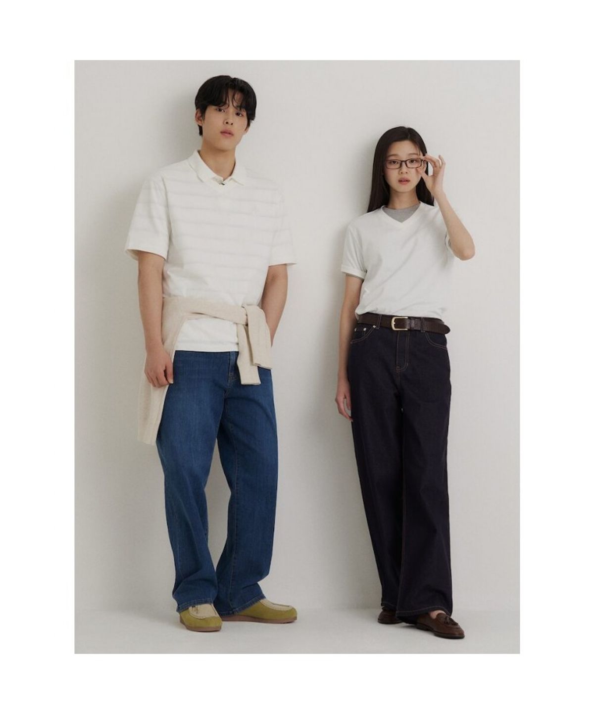 빈폴 멘(BEANPOLE MEN) 기본 브이넥 반소매 티셔츠  화이트