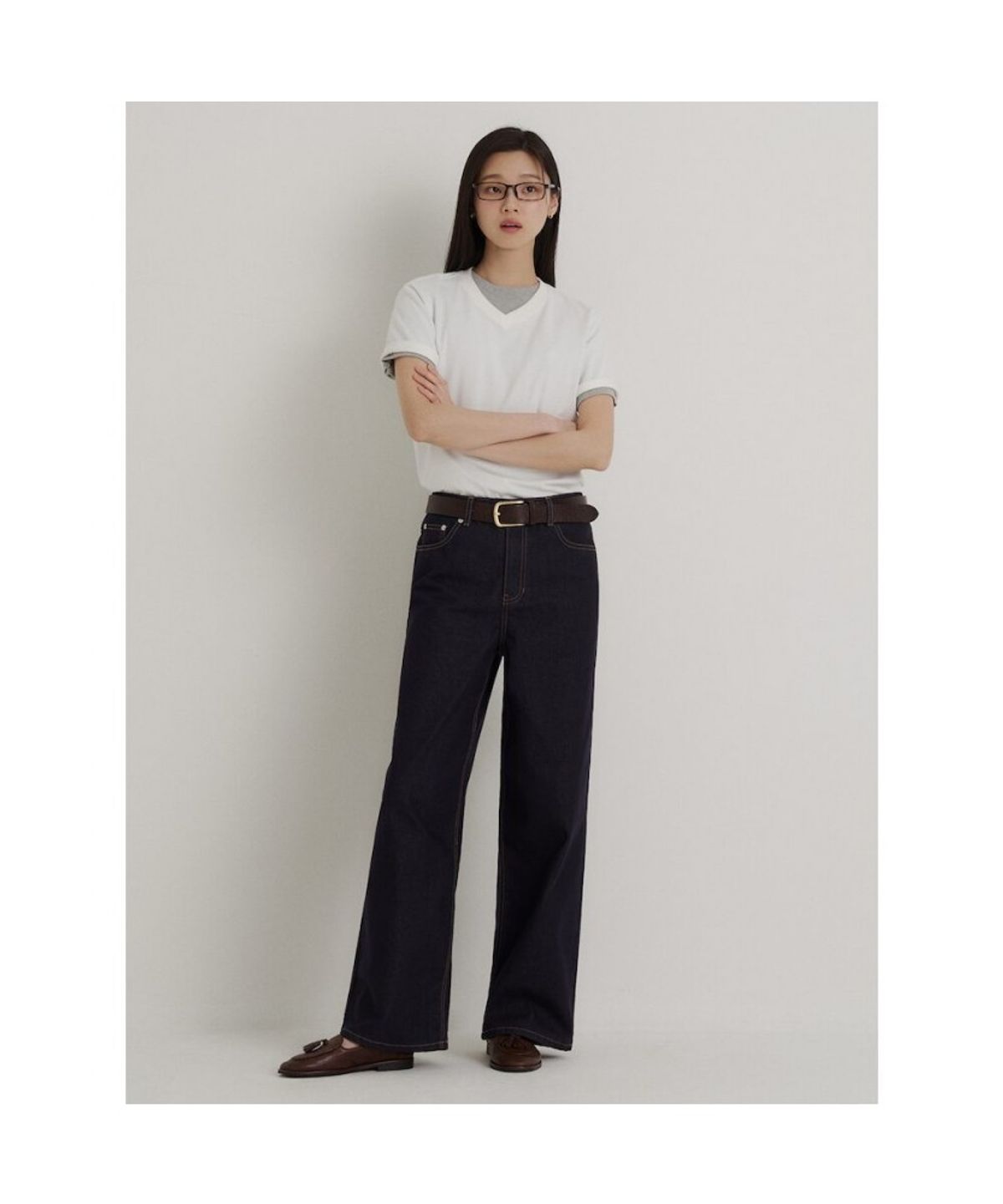빈폴 멘(BEANPOLE MEN) 기본 브이넥 반소매 티셔츠  화이트