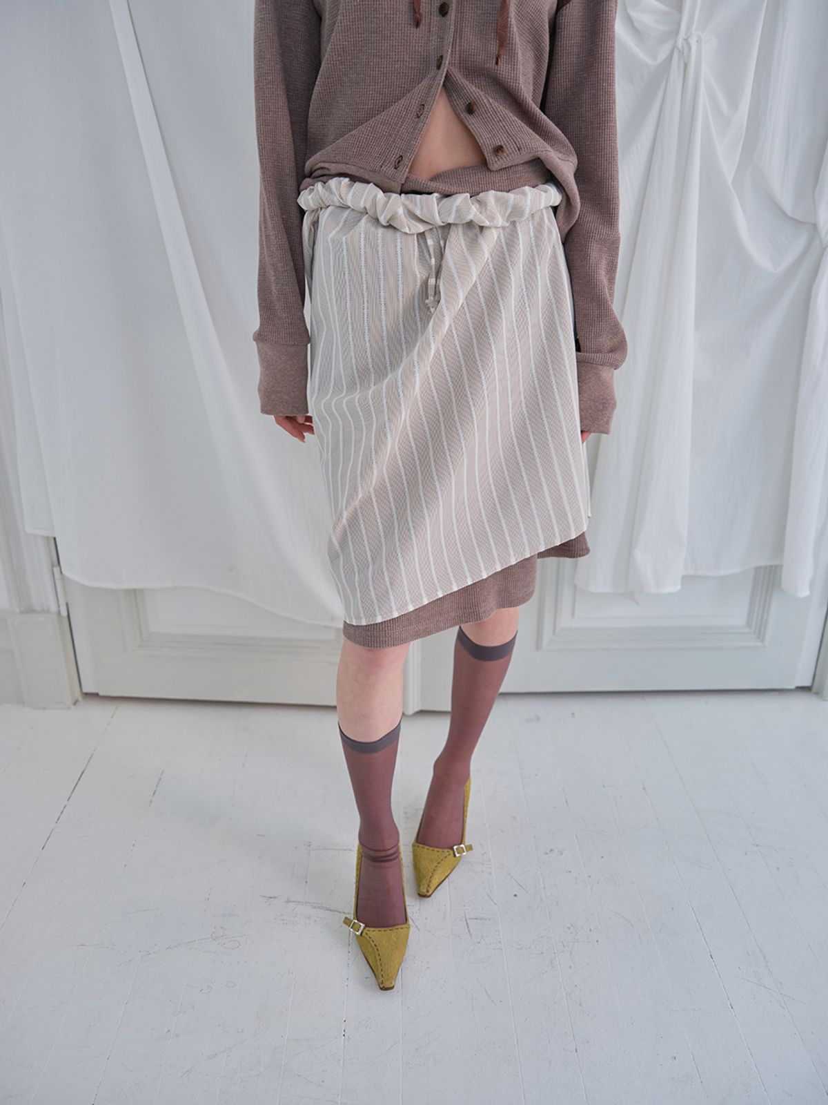 무음(MUWM) 더블 레이어 스커트 Double Layer Skirts (Oatmeal)