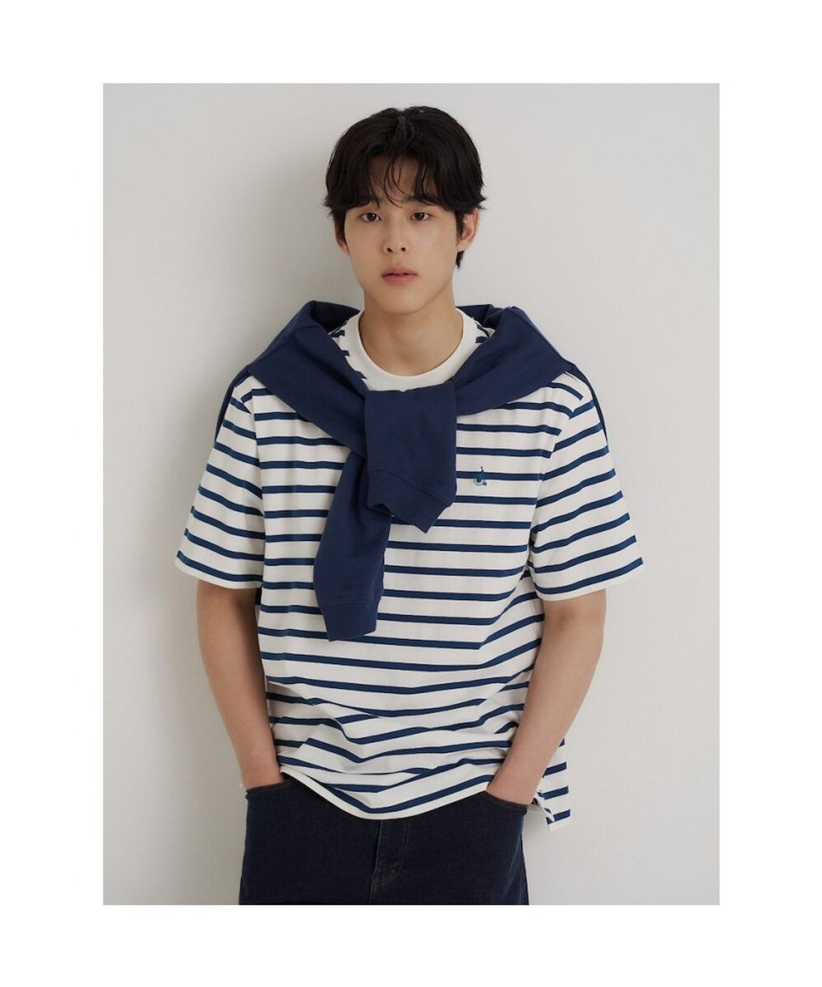 빈폴 멘(BEANPOLE MEN) 싱글 스트라이프 반소매 티셔츠  아이보리