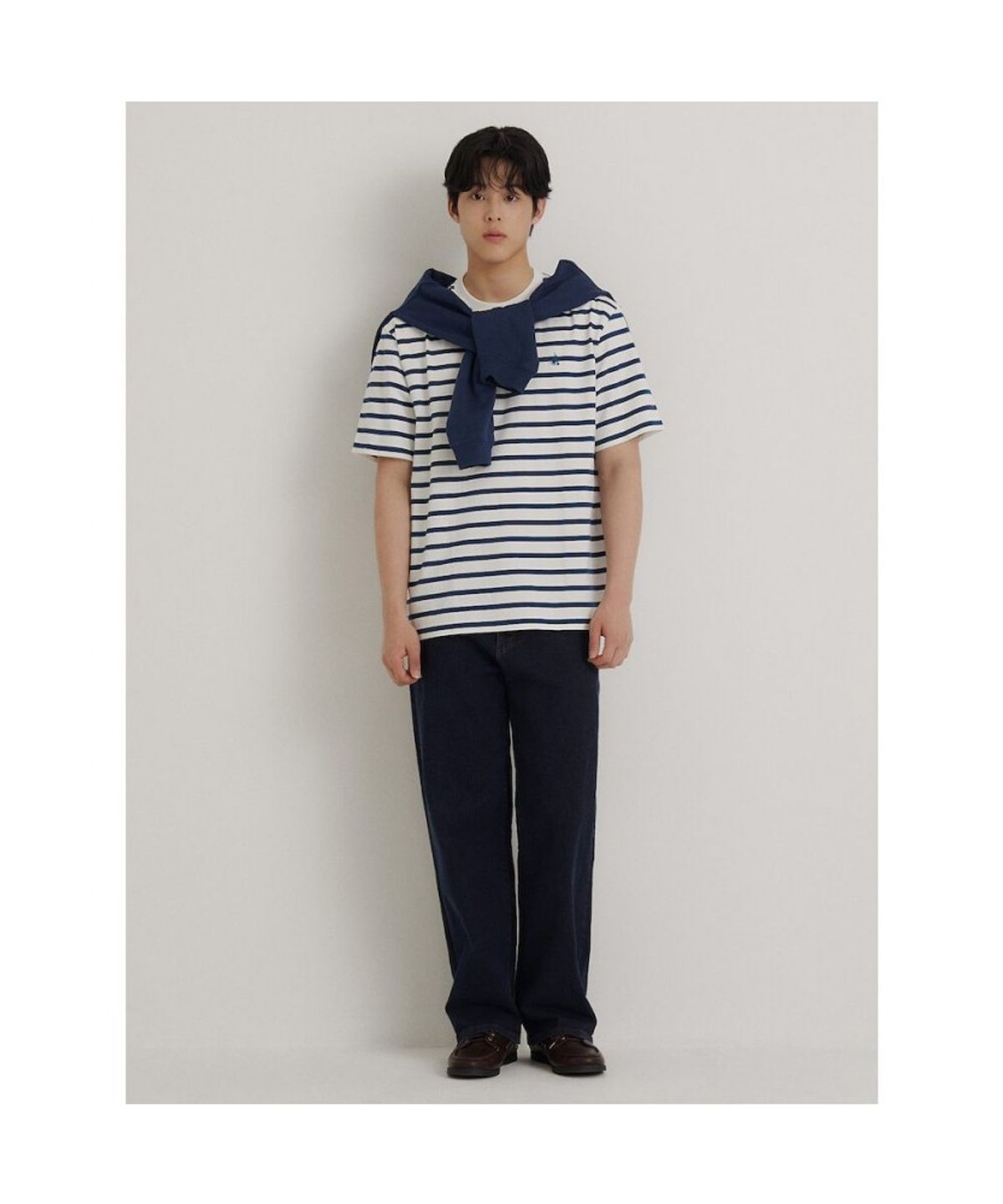 빈폴 멘(BEANPOLE MEN) 싱글 스트라이프 반소매 티셔츠  아이보리