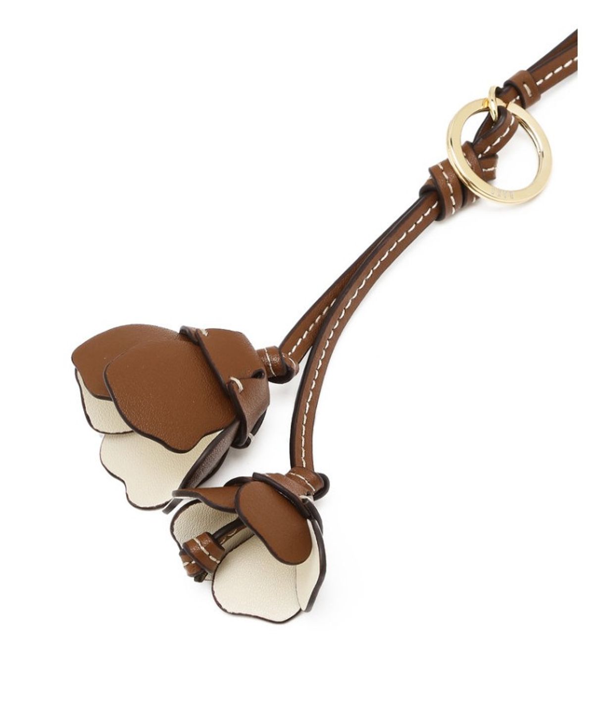 닥스 여성 액세서리(DAKS WOMENS ACCESSORIES) 브라운 플라워 소가죽 키링_DCHO6E113W2