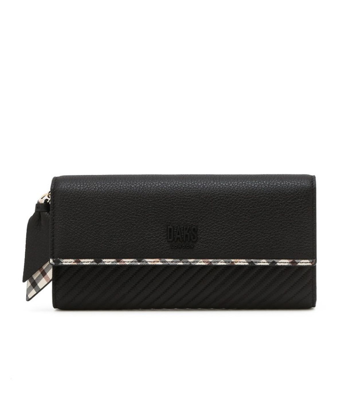 닥스 여성 액세서리(DAKS WOMENS ACCESSORIES) 버킹엄 블랙 로고장식 소가죽 장지갑_DCWA6E221BK