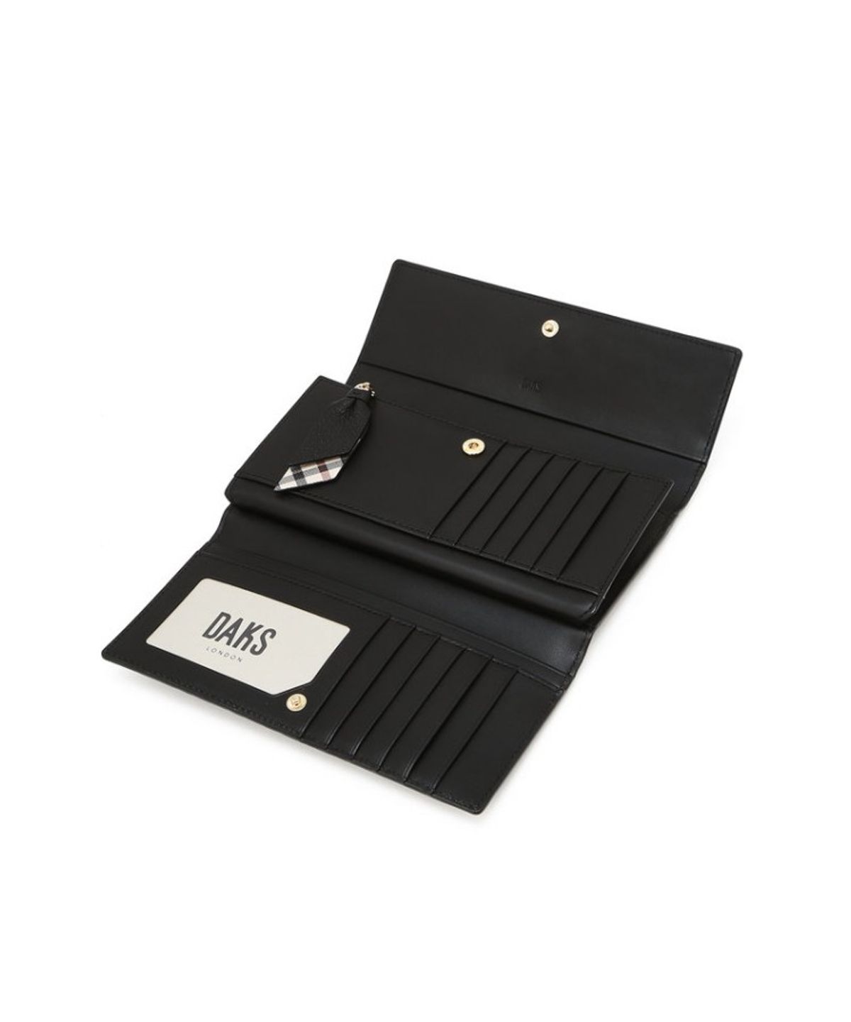 닥스 여성 액세서리(DAKS WOMENS ACCESSORIES) 버킹엄 블랙 로고장식 소가죽 장지갑_DCWA6E221BK