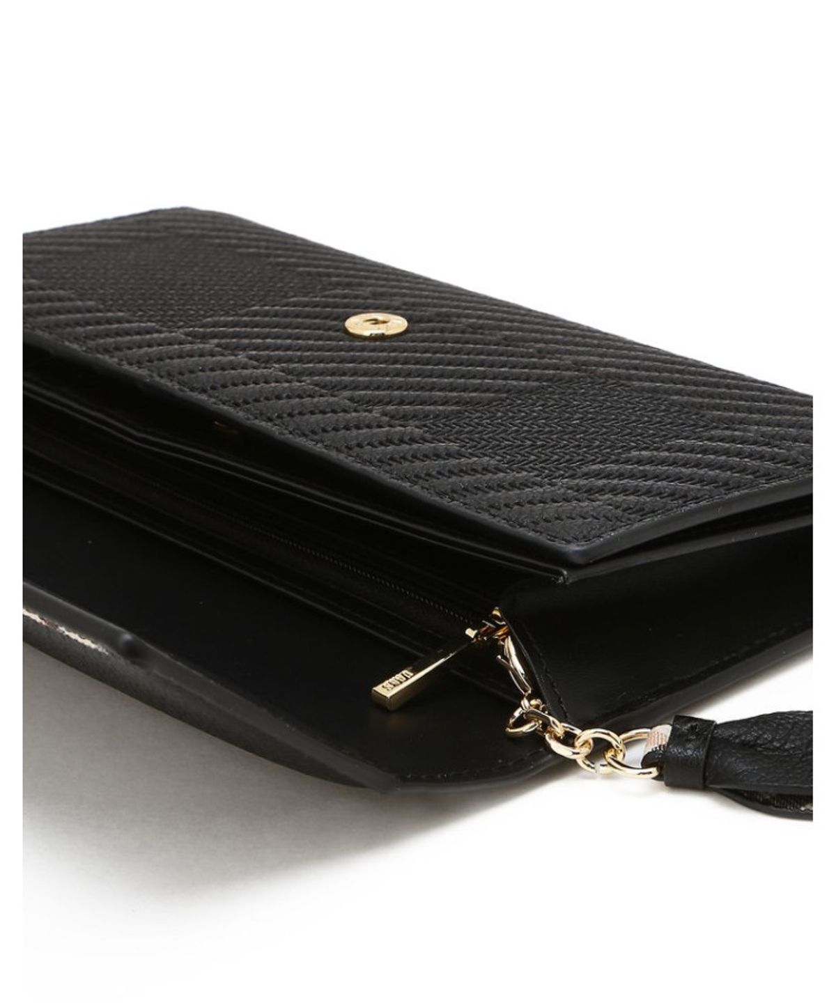 닥스 여성 액세서리(DAKS WOMENS ACCESSORIES) 버킹엄 블랙 로고장식 소가죽 장지갑_DCWA6E221BK