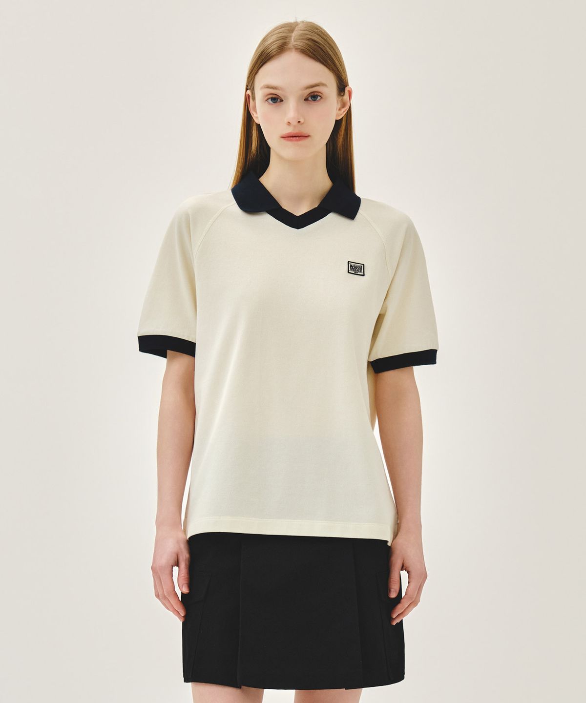 마리떼 프랑소와 저버(MARITHÉ + FRANҪOIS GIRBAUD) SMALL CLASSIC LOGO PK COLLAR POINT TEE ivory