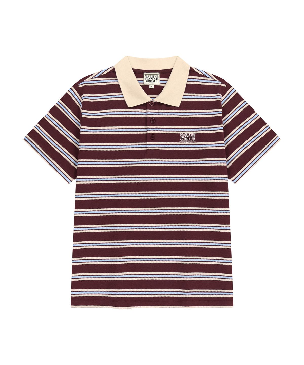 마리떼 프랑소와 저버(MARITHÉ + FRANҪOIS GIRBAUD) SMALL CLASSIC LOGO PK COLLAR TEE stripe