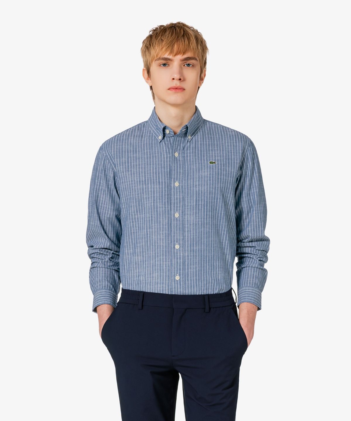 라코스테(LACOSTE) 남성 샴브레이 스트라이프 셔츠 CH357E-56G AEY