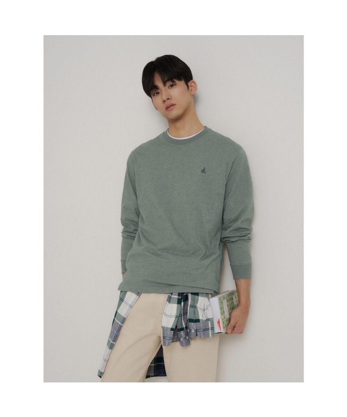 빈폴 멘(BEANPOLE MEN) 기본 긴소매 티셔츠 - 카키