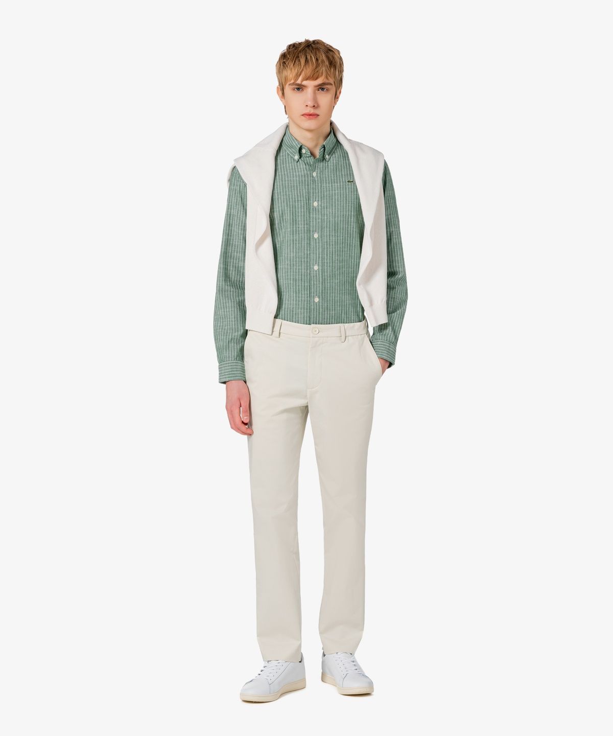 라코스테(LACOSTE) 남성 샴브레이 스트라이프 셔츠 CH357E-56G 132