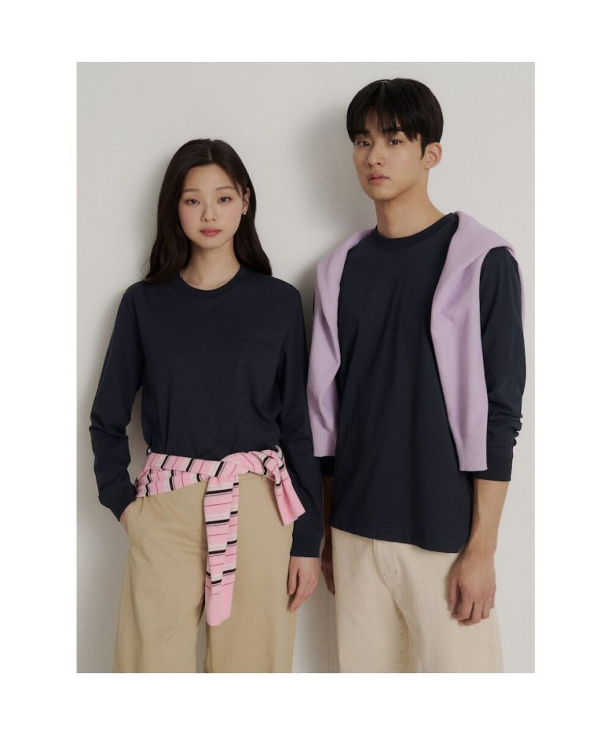 빈폴 멘(BEANPOLE MEN) 기본 긴소매 티셔츠 - 네이비