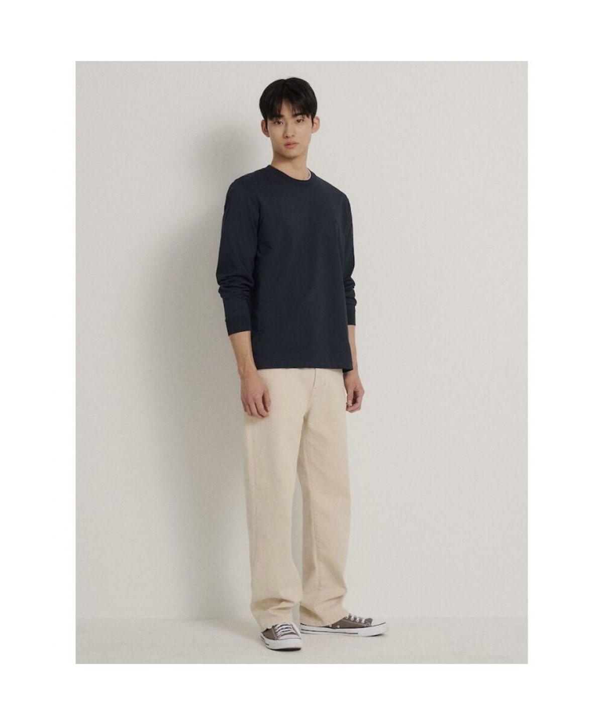 빈폴 멘(BEANPOLE MEN) 기본 긴소매 티셔츠 - 네이비