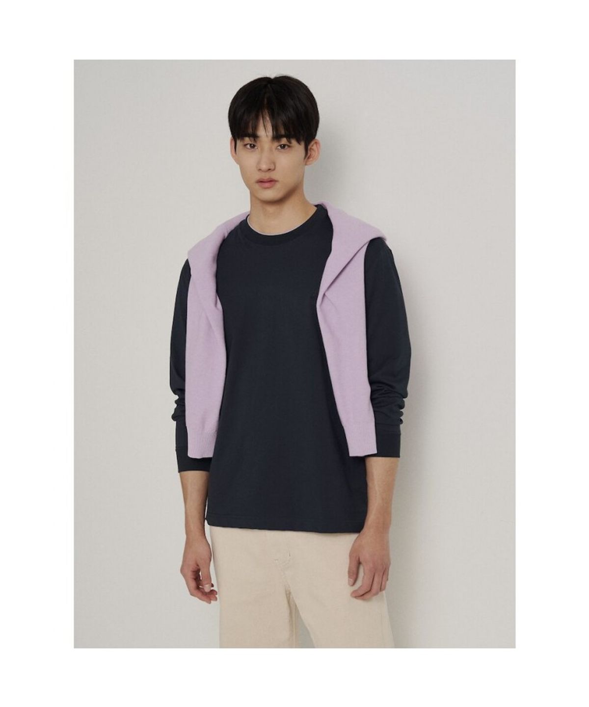 빈폴 멘(BEANPOLE MEN) 기본 긴소매 티셔츠 - 네이비