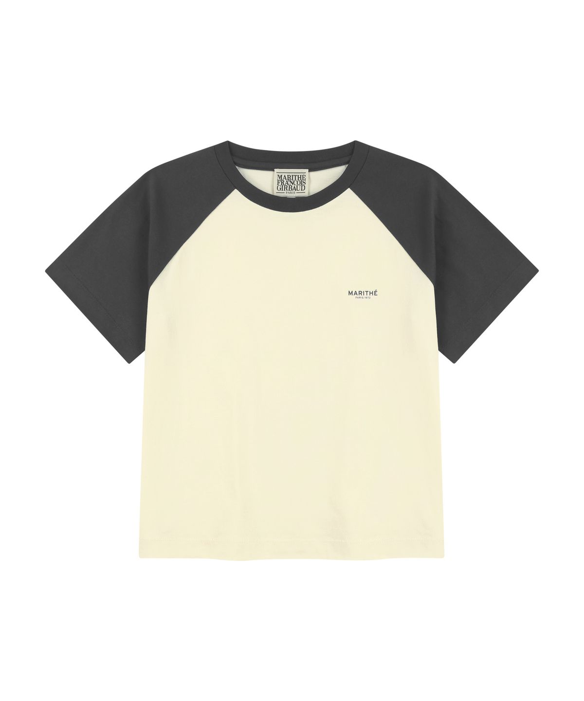 마리떼 프랑소와 저버(MARITHÉ + FRANҪOIS GIRBAUD) W SMALL REGULAR LOGO RAGLAN CROP TEE charcoal