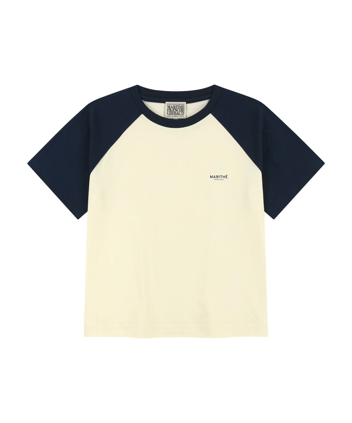 마리떼 프랑소와 저버(MARITHÉ + FRANҪOIS GIRBAUD) W SMALL REGULAR LOGO RAGLAN CROP TEE navy